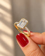 Common :: IGI certified 2CT Emerald Bezel Engagement Ring with Baguette diamonds

