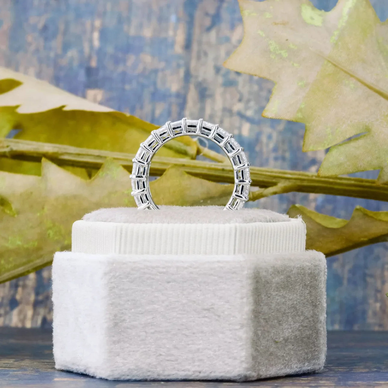 Emerald Lab Grown Diamond Emerald Eternity Band , EF Color , VS Clarity , IGI Certificate