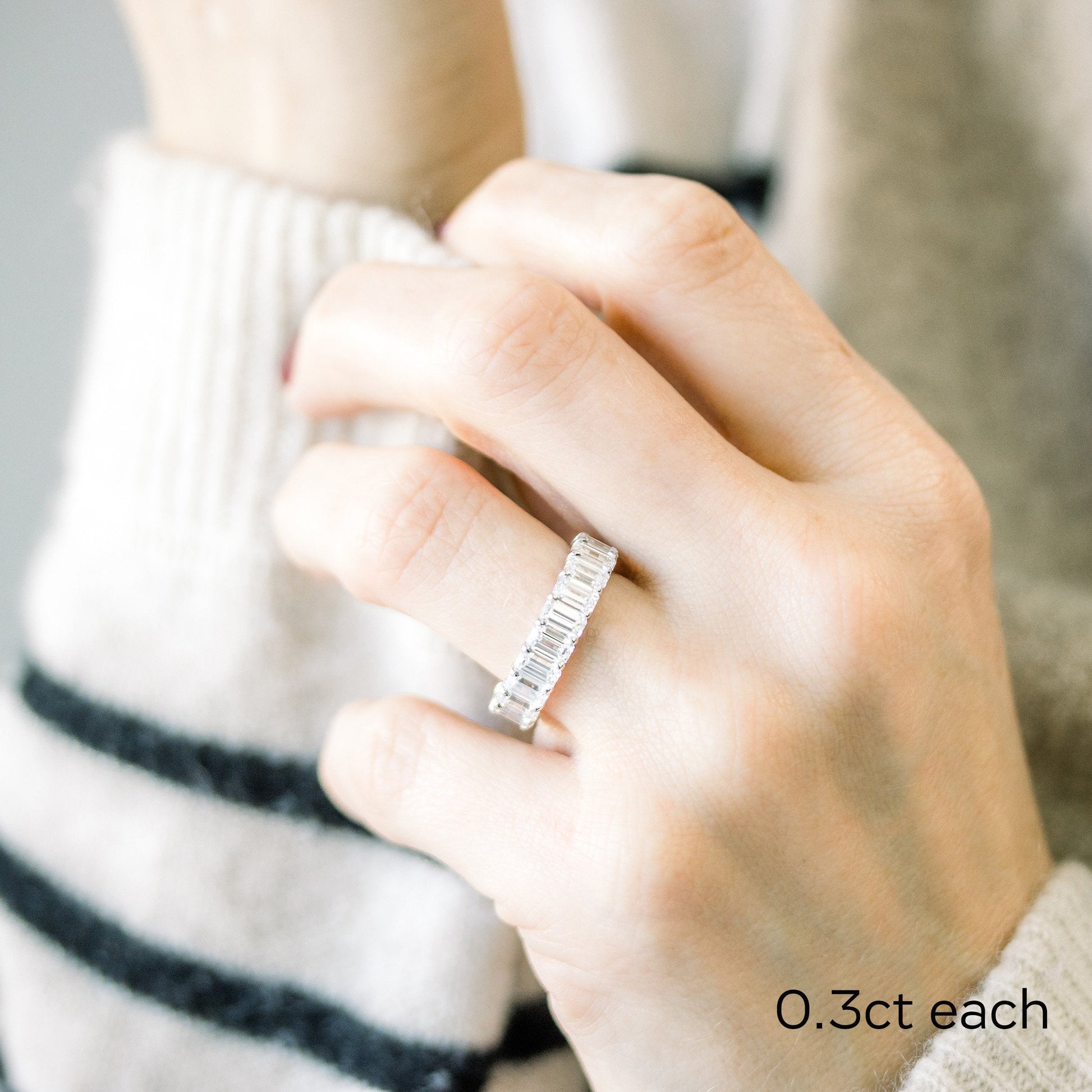 Emerald Lab Grown Diamond Eternity Band | EF Color, VS Clarity | IGI Certified | 5–6tcw | 14k/18k Gold | Ethical Wedding Band