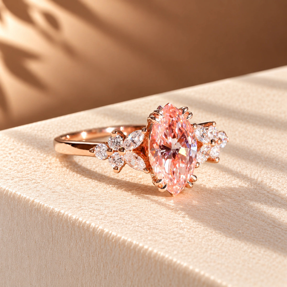 Common :: VS1 Pink Marquise lab grown diamond with Round and Marquise accents