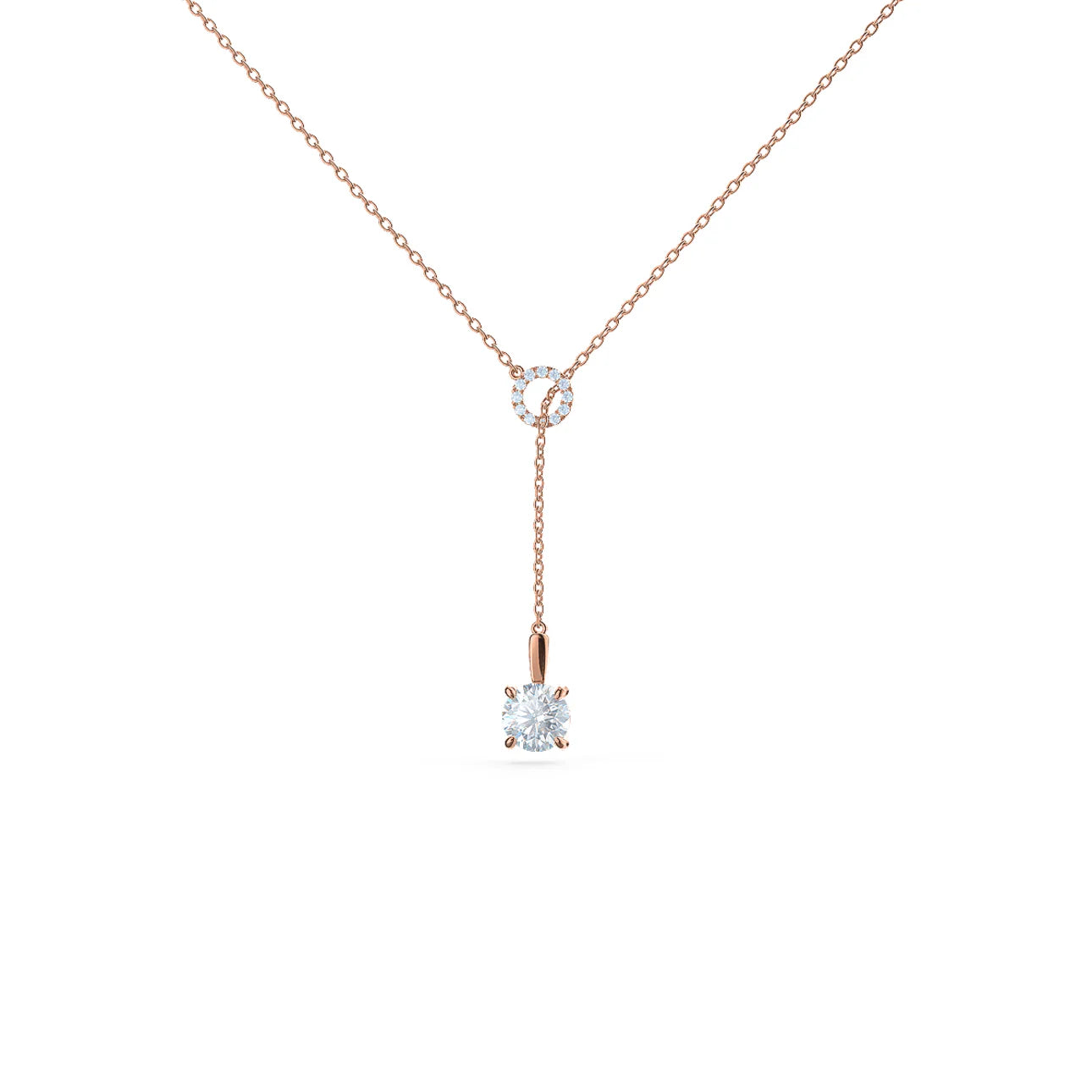 Round Lab Grown Diamond Inner Karma Necklace, EF Color, VS Clarity, IGI Certified