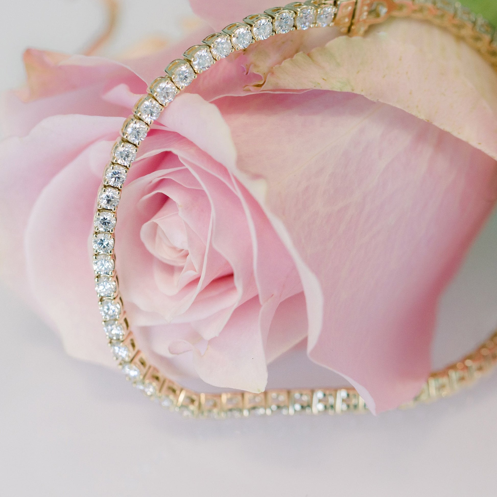 Round Lab Grown Diamond Four Prong Tennis Bracelet , EF Color, VS Clarity, IGI Certificate