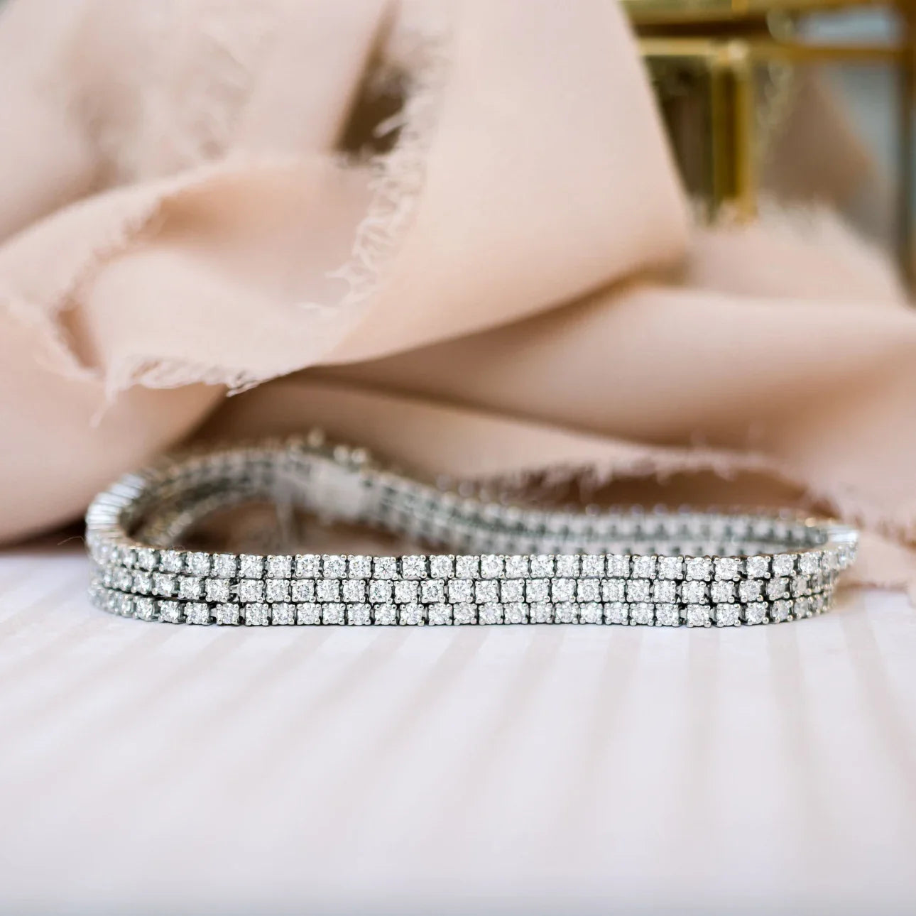 Round Lab Grown Diamond Three Row Tennis Bracelet | IGI Certified EF VS | 5.00–6.00tcw Luxury Bracelet