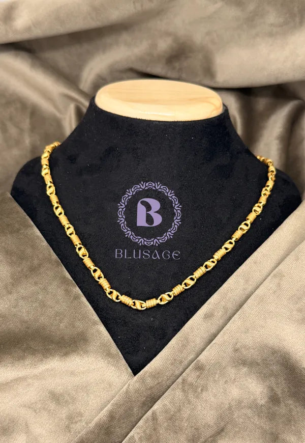 Om Design Stone Embedded Gold Plated Pendant Set With Chain For Men