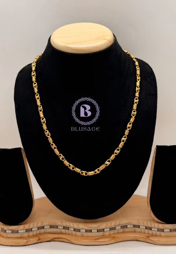 Om Design Stone Embedded Gold Plated Pendant Set With Chain For Men