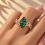 Common :: 3TCW nature inspired Green Marquise diamond engagement ring