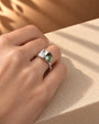 Common :: Green Pear and Radiant mixed shape diamond engagement ring