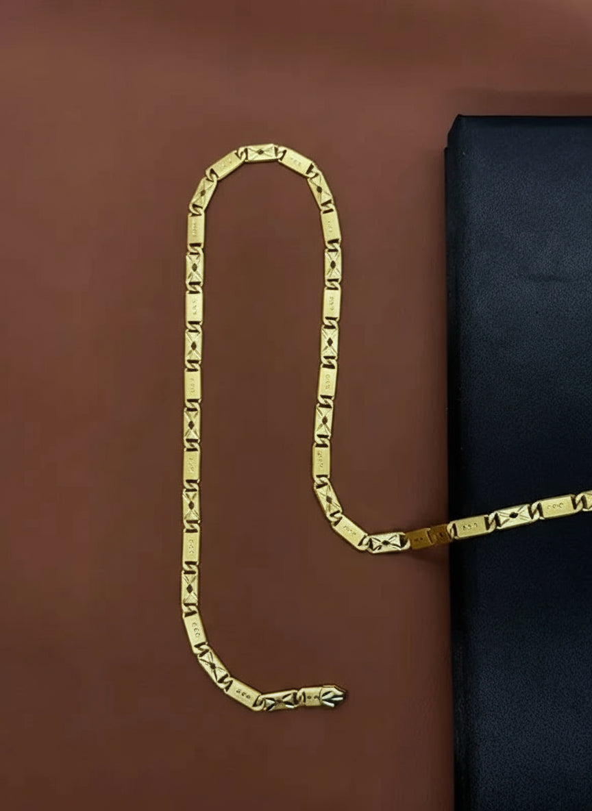 Stylish Unique & Elegance Design Biscuit in IGP Brass Micro Gold Plated Nawabi Chain For Stylish Men