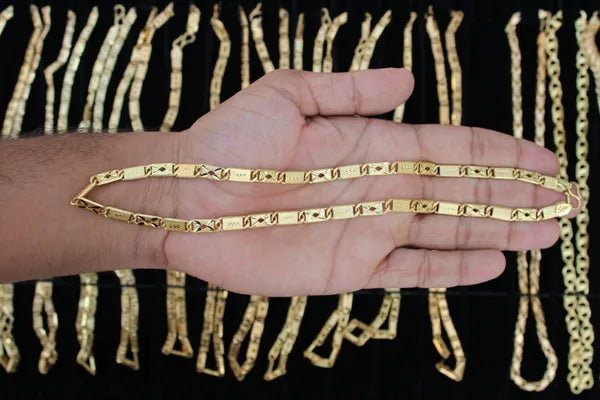 Stylish Unique & Elegance Design Biscuit in IGP Brass Micro Gold Plated Nawabi Chain For Stylish Men