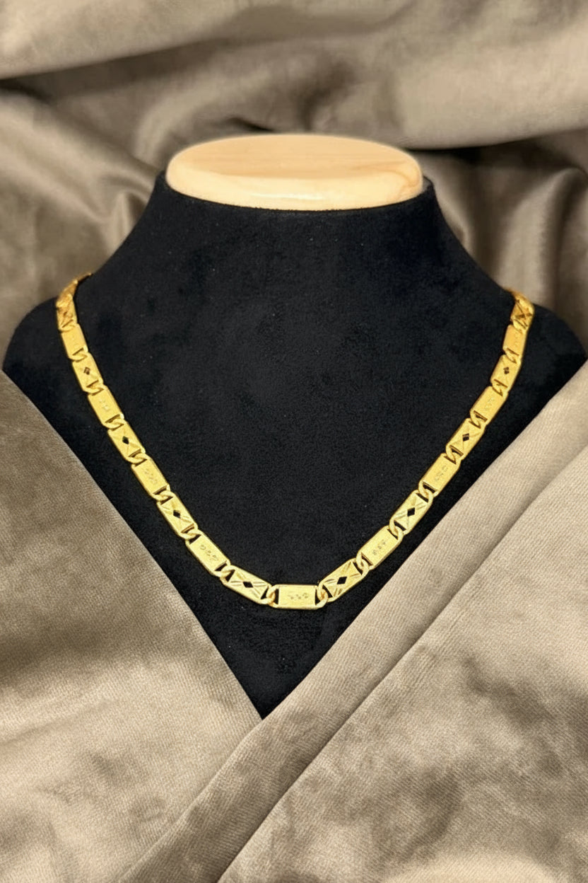 Stylish Unique & Elegance Design Biscuit in IGP Brass Micro Gold Plated Nawabi Chain For Stylish Men