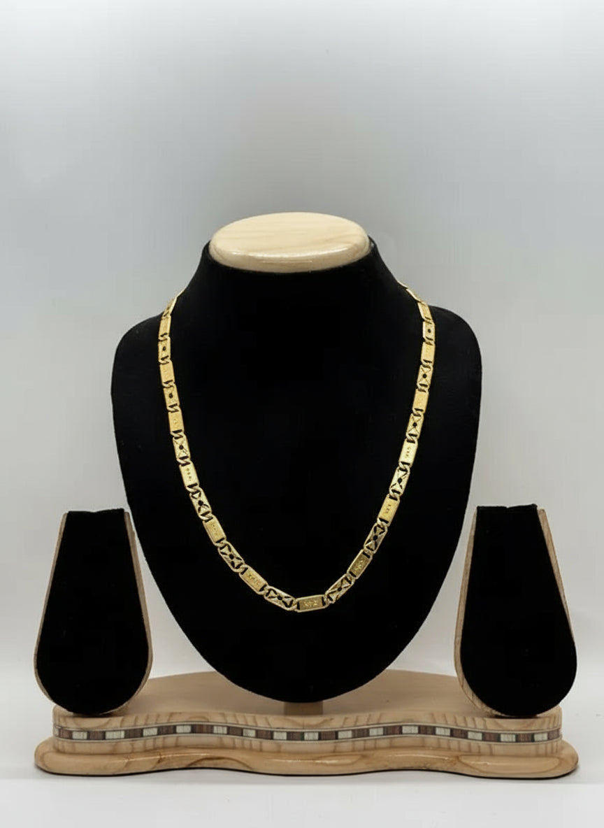 Stylish Unique & Elegance Design Biscuit in IGP Brass Micro Gold Plated Nawabi Chain For Stylish Men