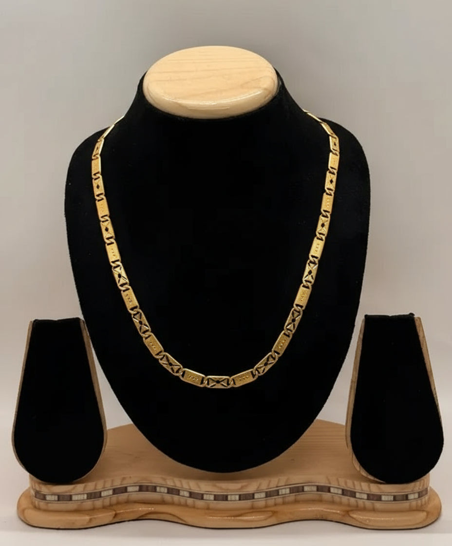 Stylish Unique & Elegance Design Biscuit in IGP Brass Micro Gold Plated Nawabi Chain For Stylish Men