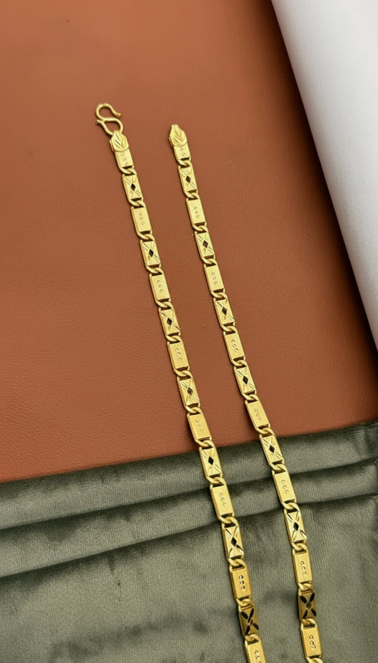 Stylish Unique & Elegance Design Biscuit in IGP Brass Micro Gold Plated Nawabi Chain For Stylish Men