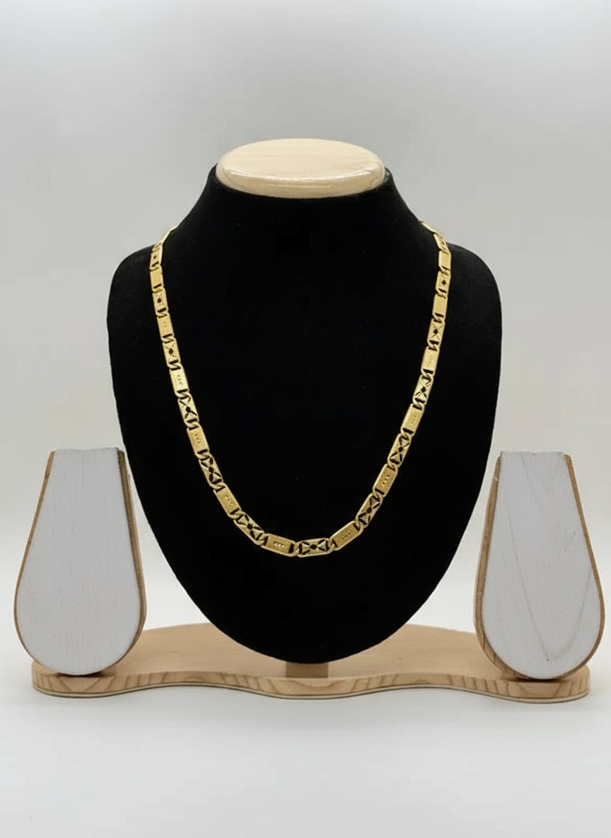 Stylish Unique & Elegance Design Biscuit in IGP Brass Micro Gold Plated Nawabi Chain For Stylish Men