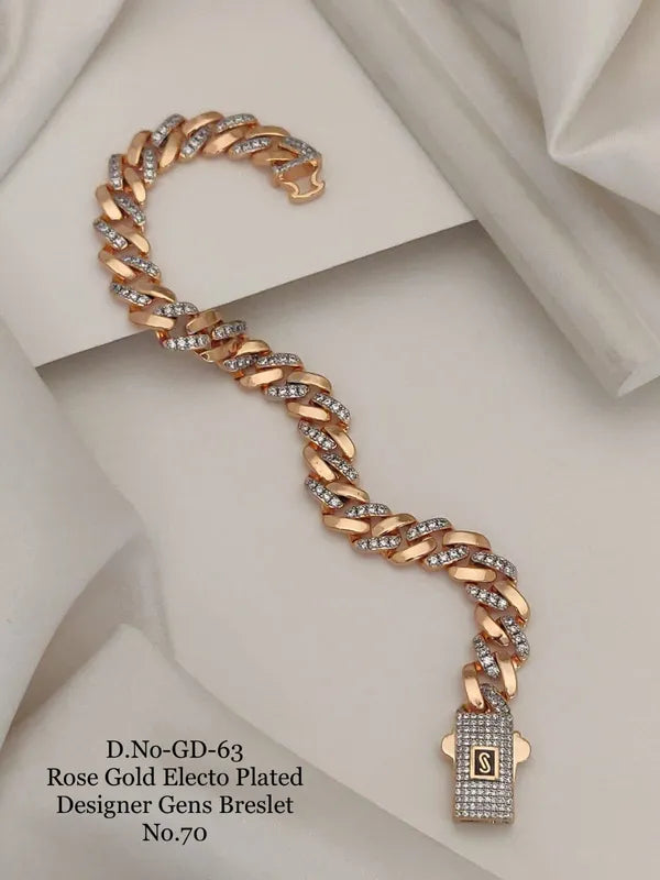 Rose Gold Electo Plated Designer Cuban Bracelet