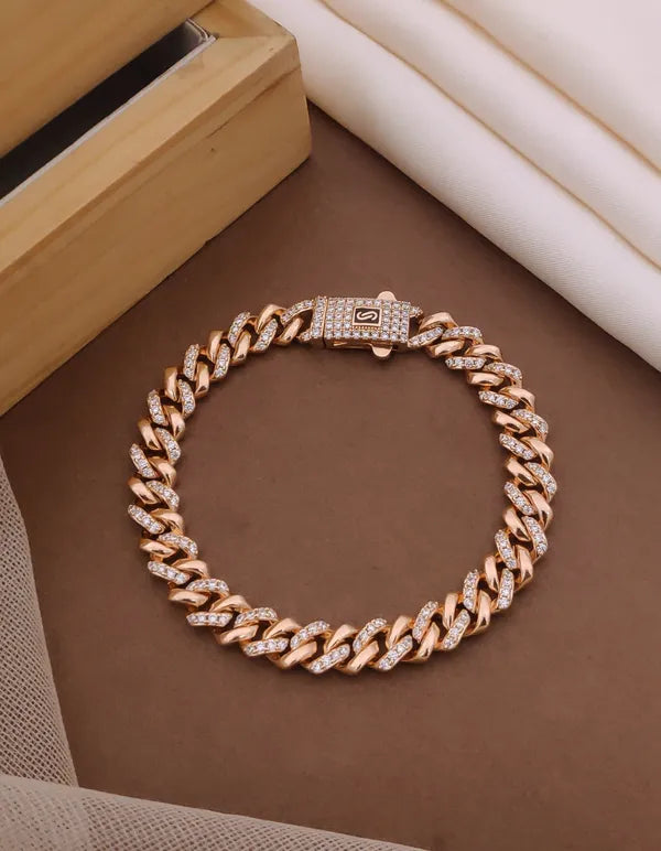 Rose Gold Electo Plated Designer Cuban Bracelet