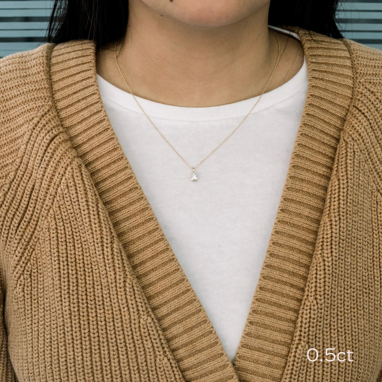 Pear Lab Grown Diamond Classic Pendant With Chain, EF Color, VS Clarity, IGI Certified