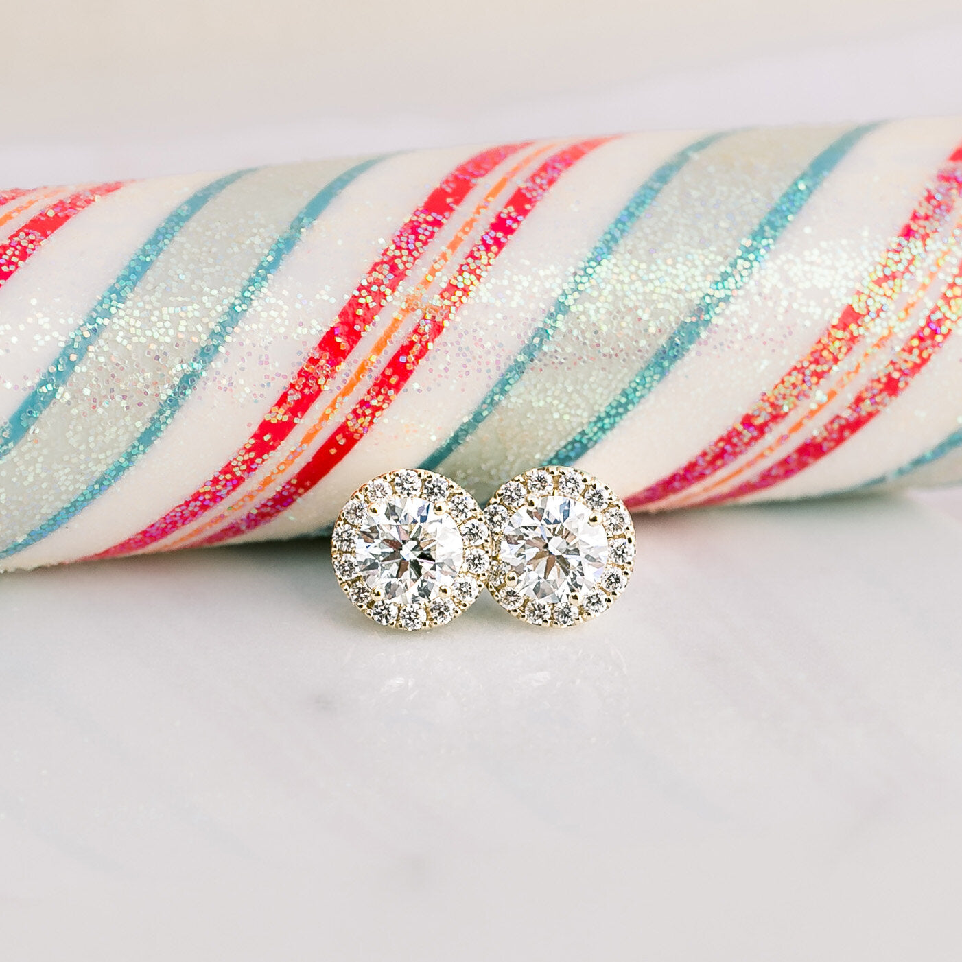 Heavenly single halo Round Lab grown Diamond Stud Earrings, EF Color, VS Clarity, IGI Certified