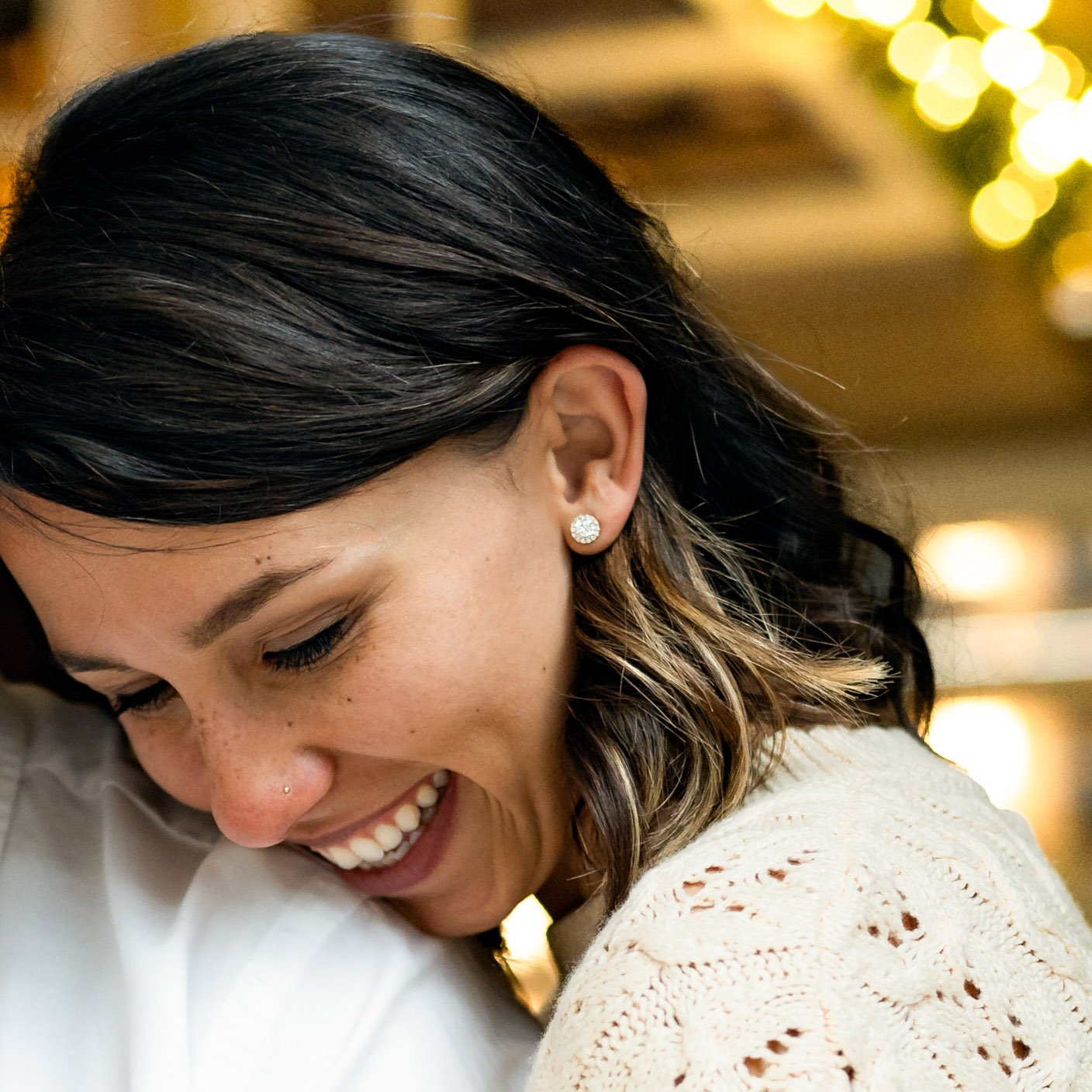 Heavenly single halo Round Lab grown Diamond Stud Earrings, EF Color, VS Clarity, IGI Certified