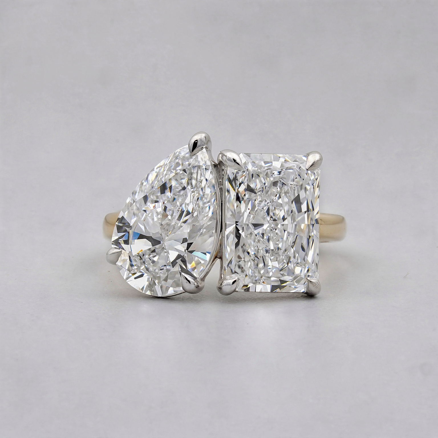 2.60ct Pear & 2.50ct Radiant Lab Grown Diamond Toi Et Moi Ring | 5.10tcw IGI Certified Engagement Ring