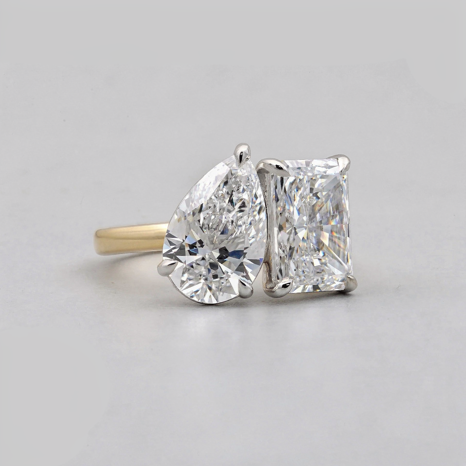 2.60ct Pear & 2.50ct Radiant Lab Grown Diamond Toi Et Moi Ring | 5.10tcw IGI Certified Engagement Ring