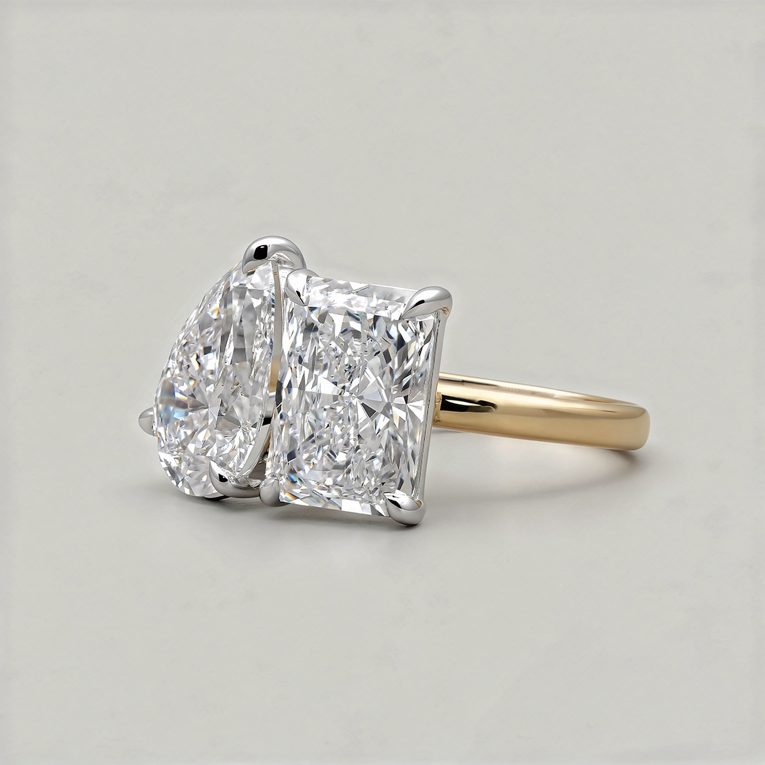 2.60ct Pear & 2.50ct Radiant Lab Grown Diamond Toi Et Moi Ring | 5.10tcw IGI Certified Engagement Ring
