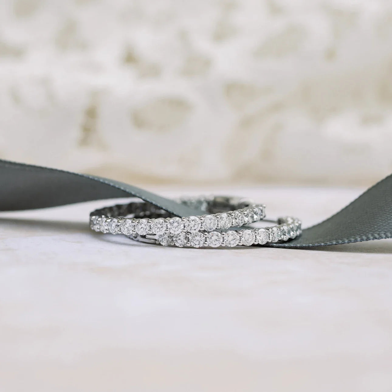 Round Lab Grown Diamond Inside Out Hoop Earrings, EF Color, VS Clarity,  IGI Certified