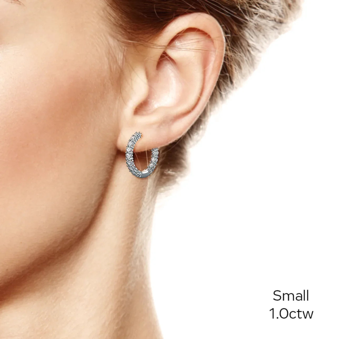 Round Lab Grown Diamond Prong - Set Huggie Hoop Earrings, EF Color, VS Clarity, IGI Certified