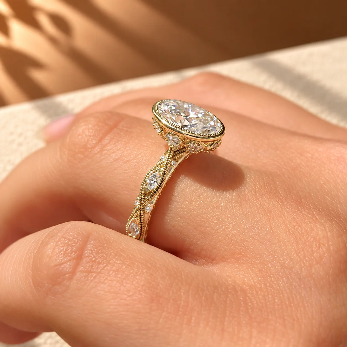 Common :: VVS VS 3CT Oval lab diamond vintage engagement ring