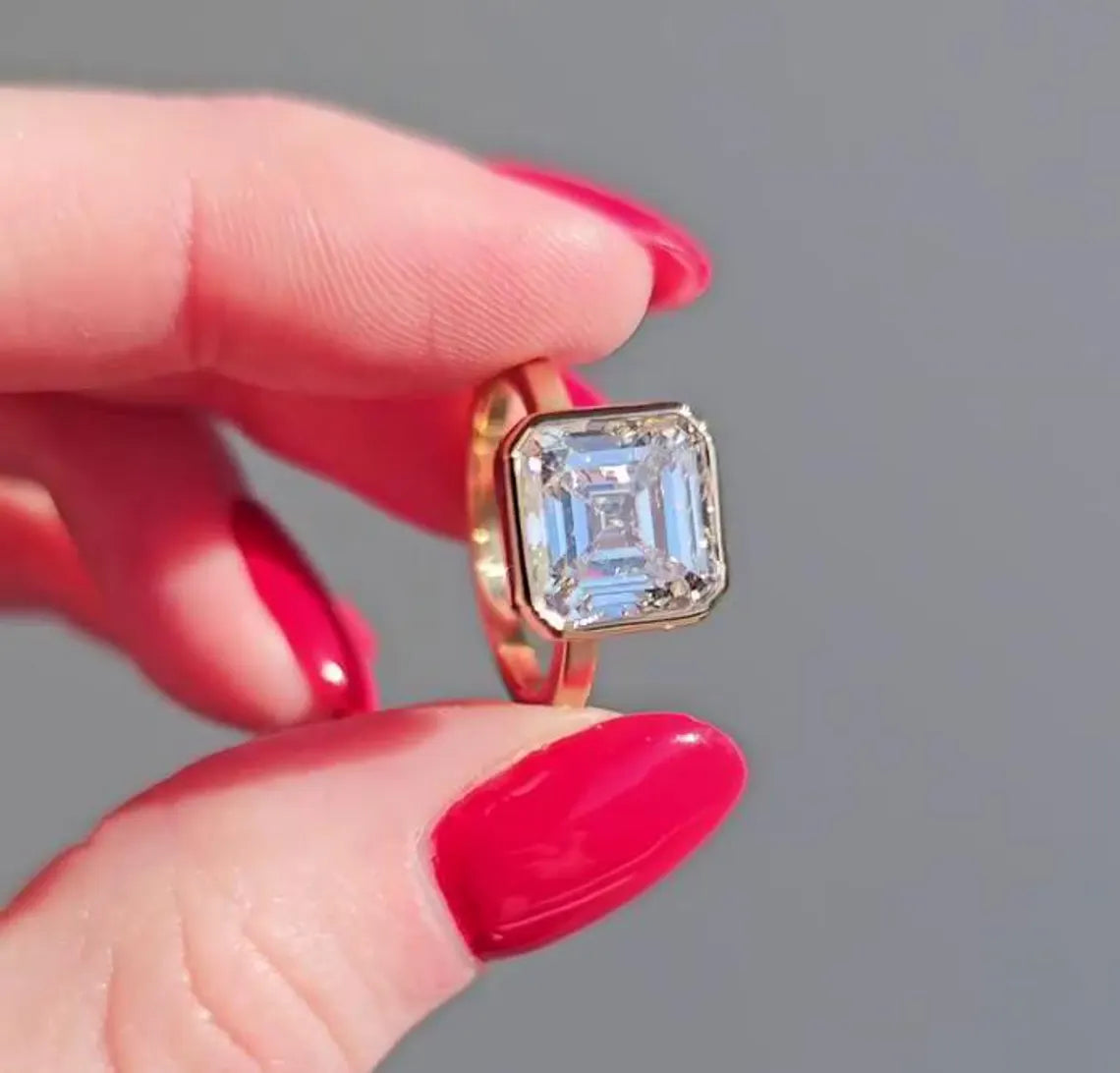 Asscher 4.00ct Lab Diamond Bezel Engagement Ring | IGI Certified | D-E-F | VVS–VS