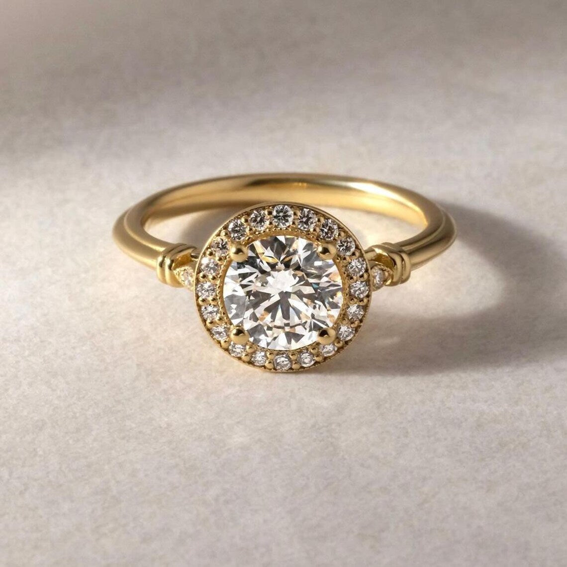 Round 1.80tcw Lab Grown Diamond Vintage Style Engagement Ring, D-E-F Color, VVS-VS Clarity - IGI Certified