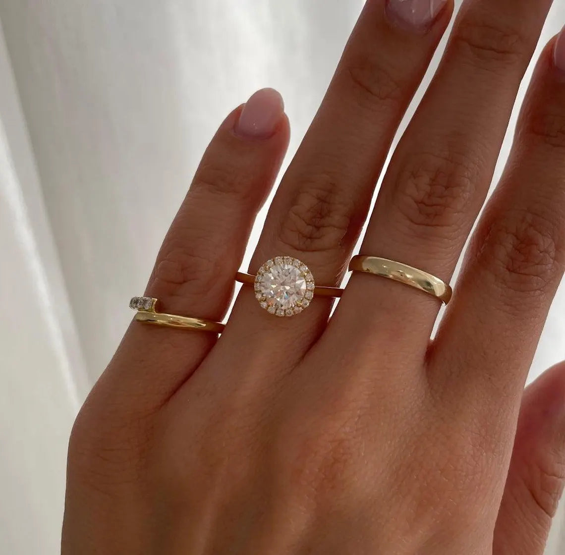 1.45tcw Round Lab Grown Diamond Halo Engagement Ring | 1.25ct Center | IGI Certified