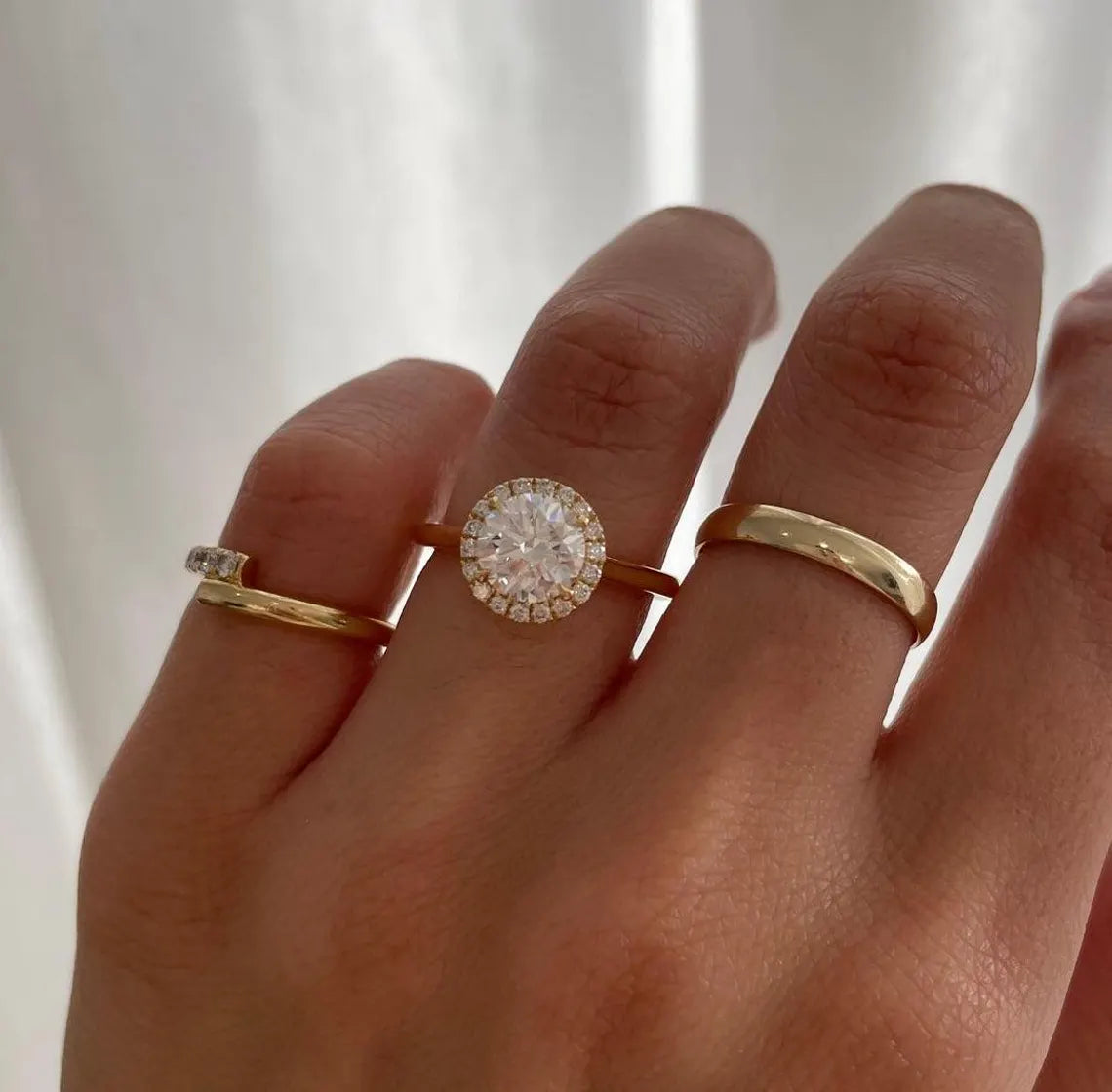 1.45tcw Round Lab Grown Diamond Halo Engagement Ring | 1.25ct Center | IGI Certified