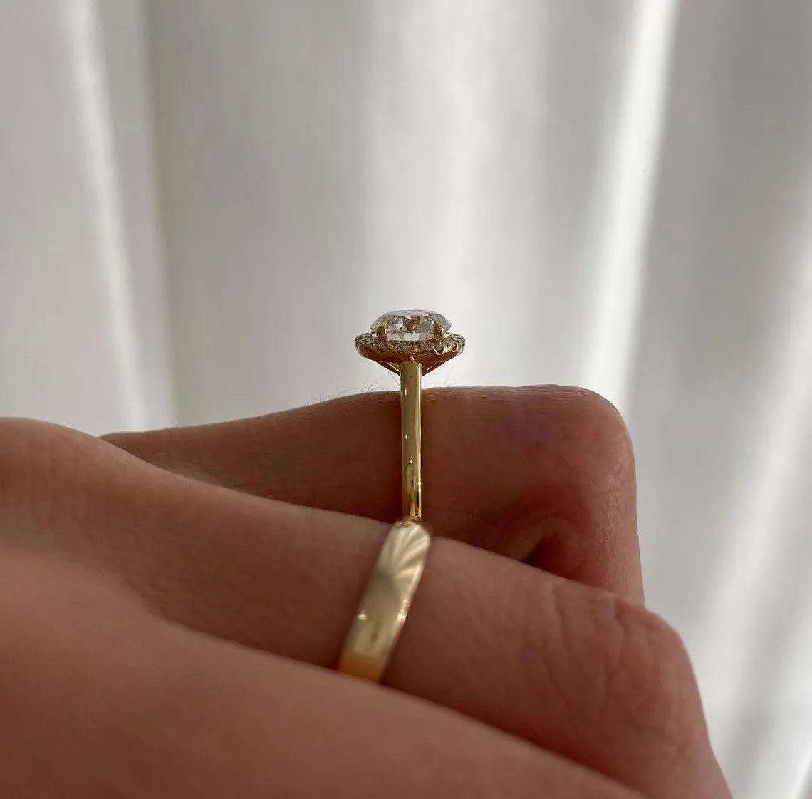 1.45tcw Round Lab Grown Diamond Halo Engagement Ring | 1.25ct Center | IGI Certified