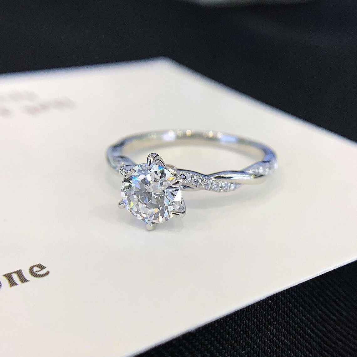 1.50ct Round Lab Grown Diamond Twisted Pavé Engagement Ring | IGI Certified | Ethical Gold