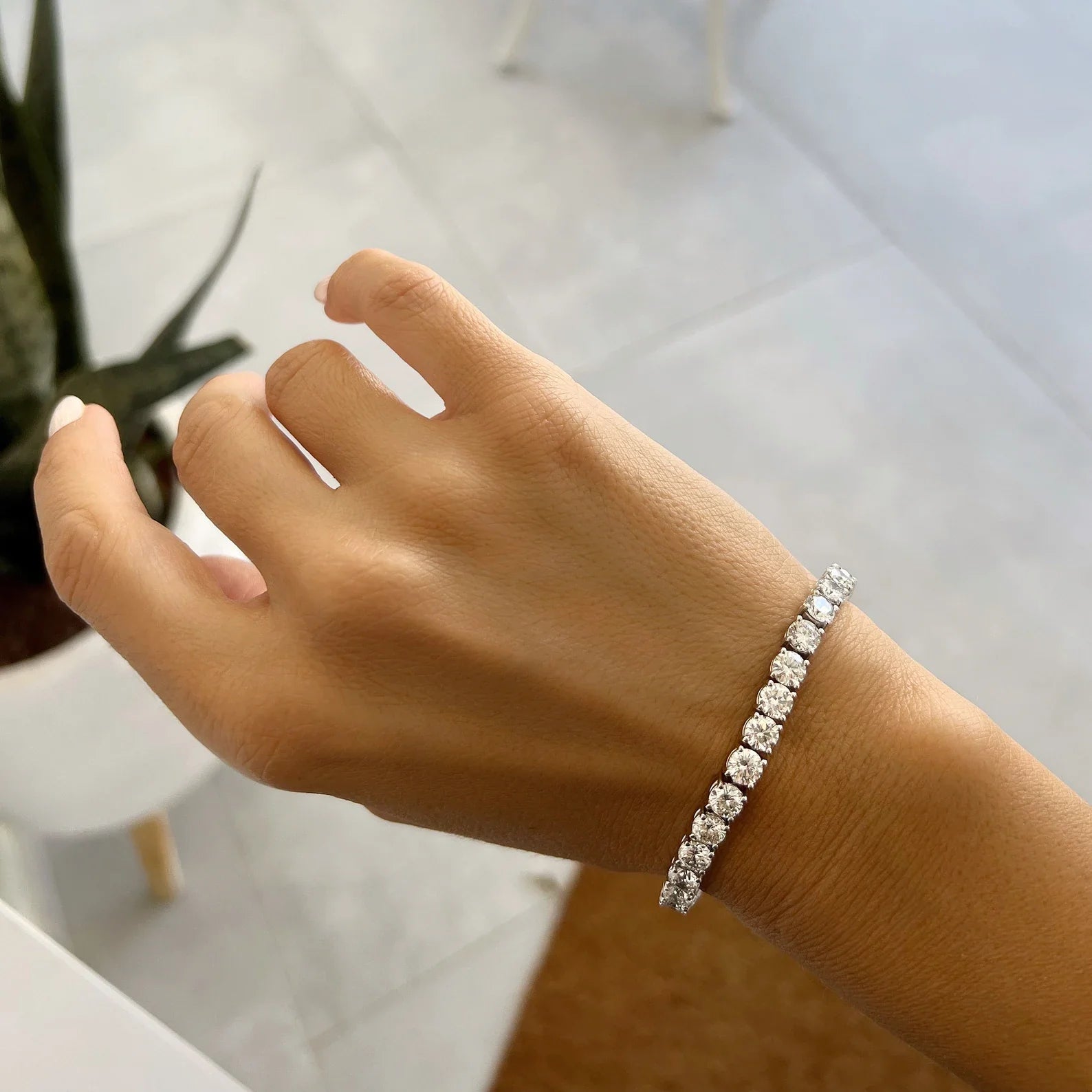 Round Lab grown Diamond Tennis Bracelet, EF Color, VS Clarity, Exquisite Diamond Jewelry