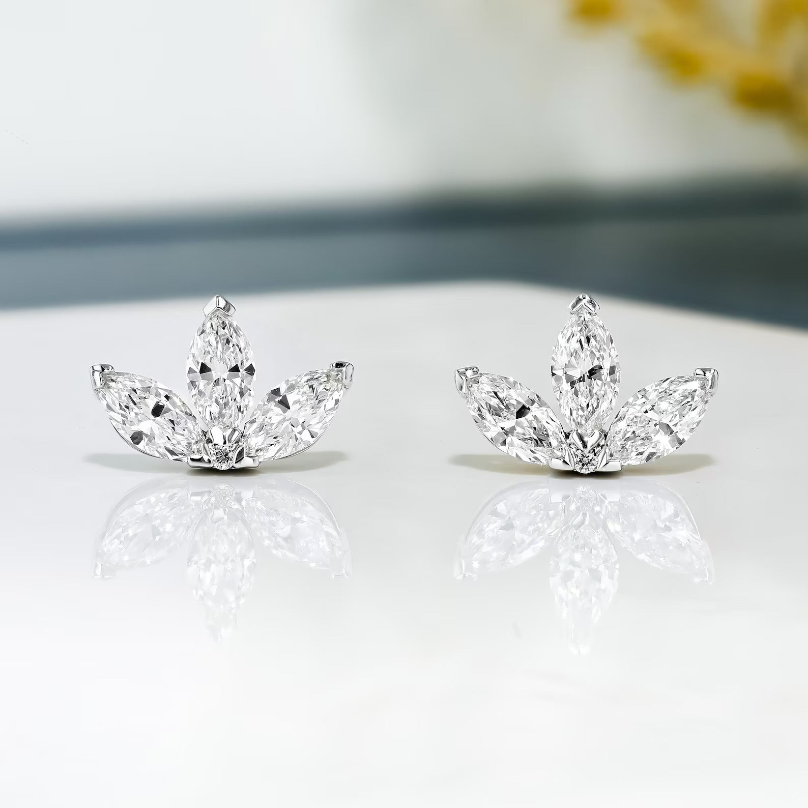 Lotus Flower Marquise Lab grown Diamond, EF Color, VS Clarity, IGI Certified