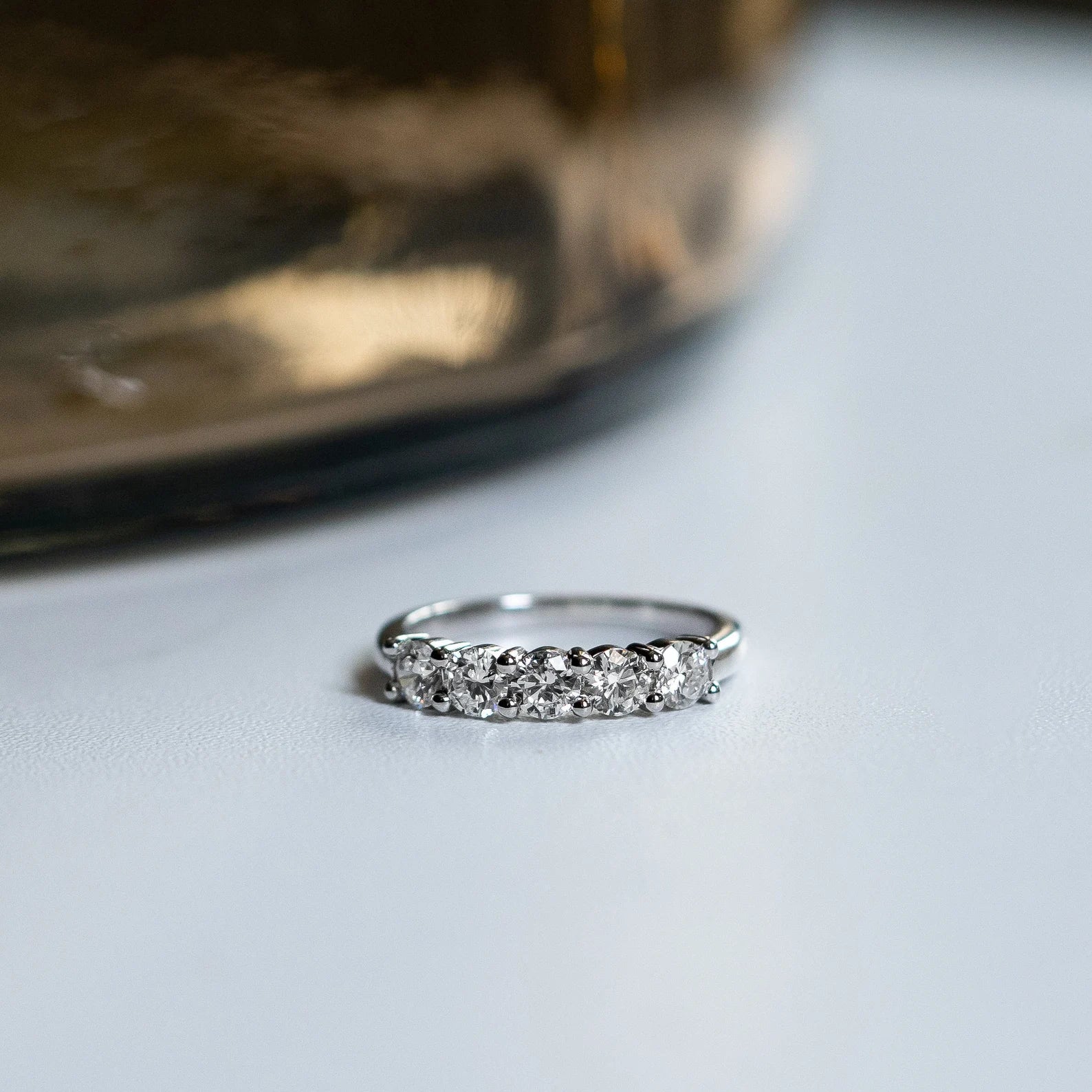 1.00tcw 5-Stone Lab Grown Diamond Half Eternity Ring | Round Cut | IGI Certified | EF Color, VS Clarity | 14k White Gold Anniversary Band | Ethical Jewelry