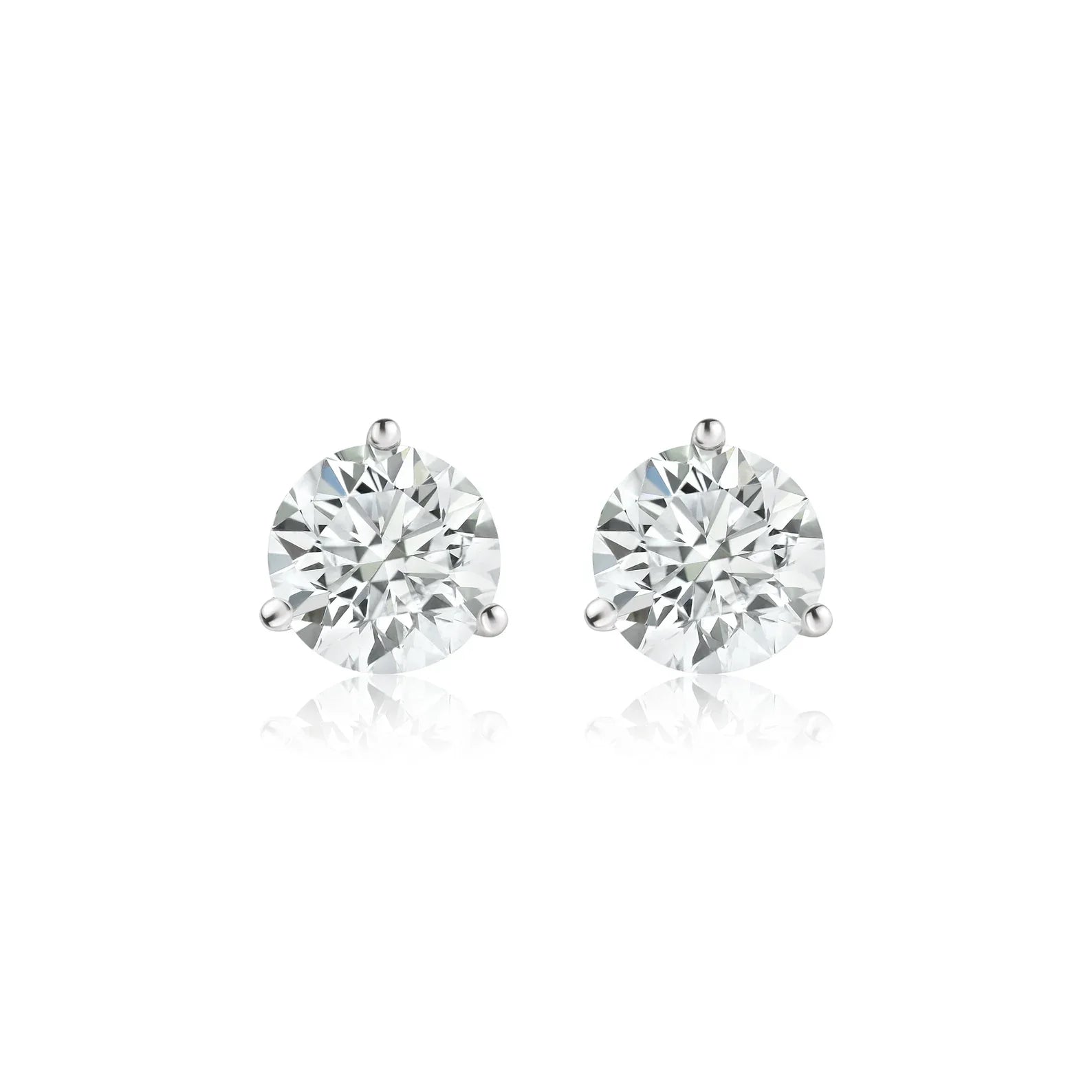 Round Lab Grown Diamond Studs 3 Prong EF Color, VS Clarity, IGI Certified