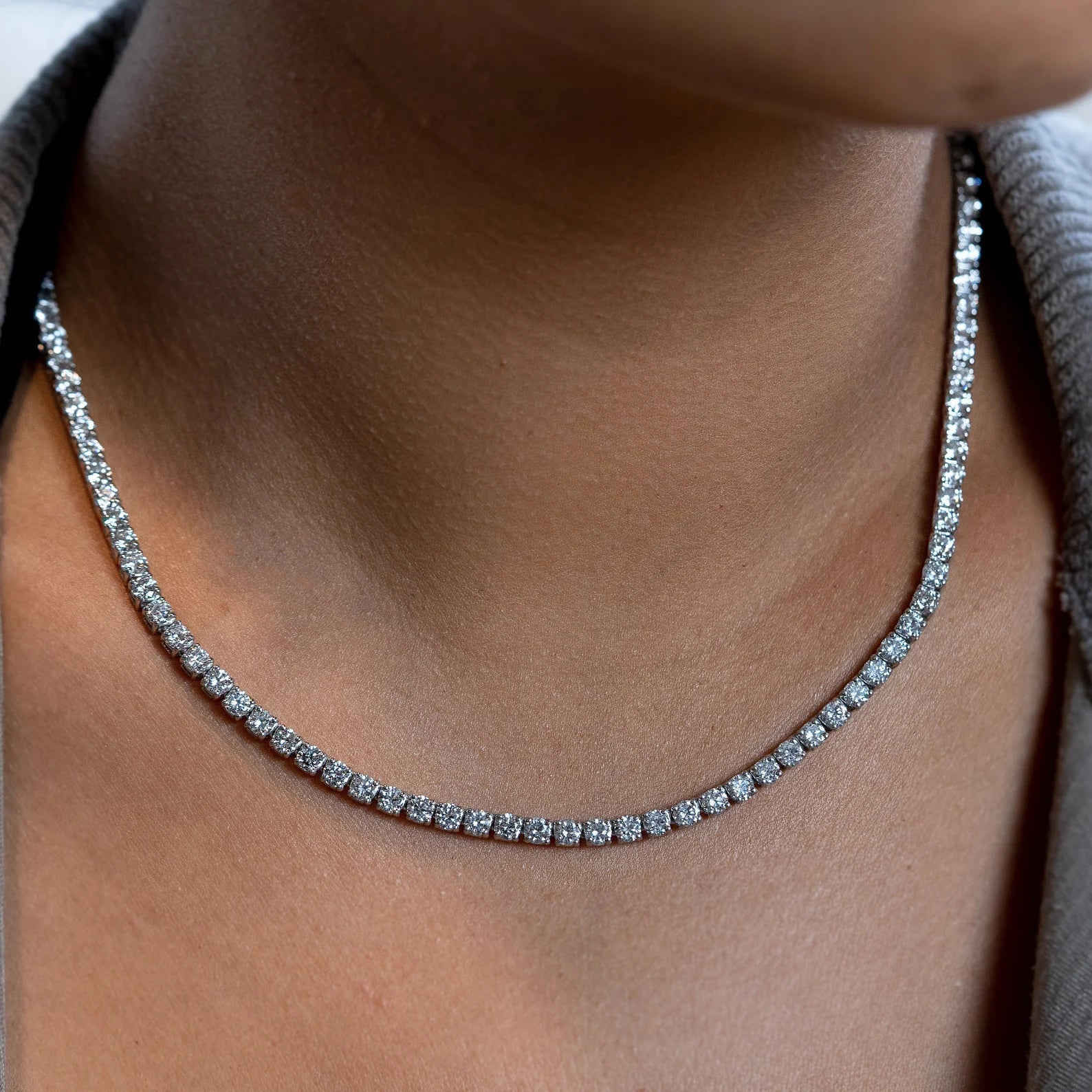 15.5 Carat Lab Grown Diamond Tennis Necklaces For Women