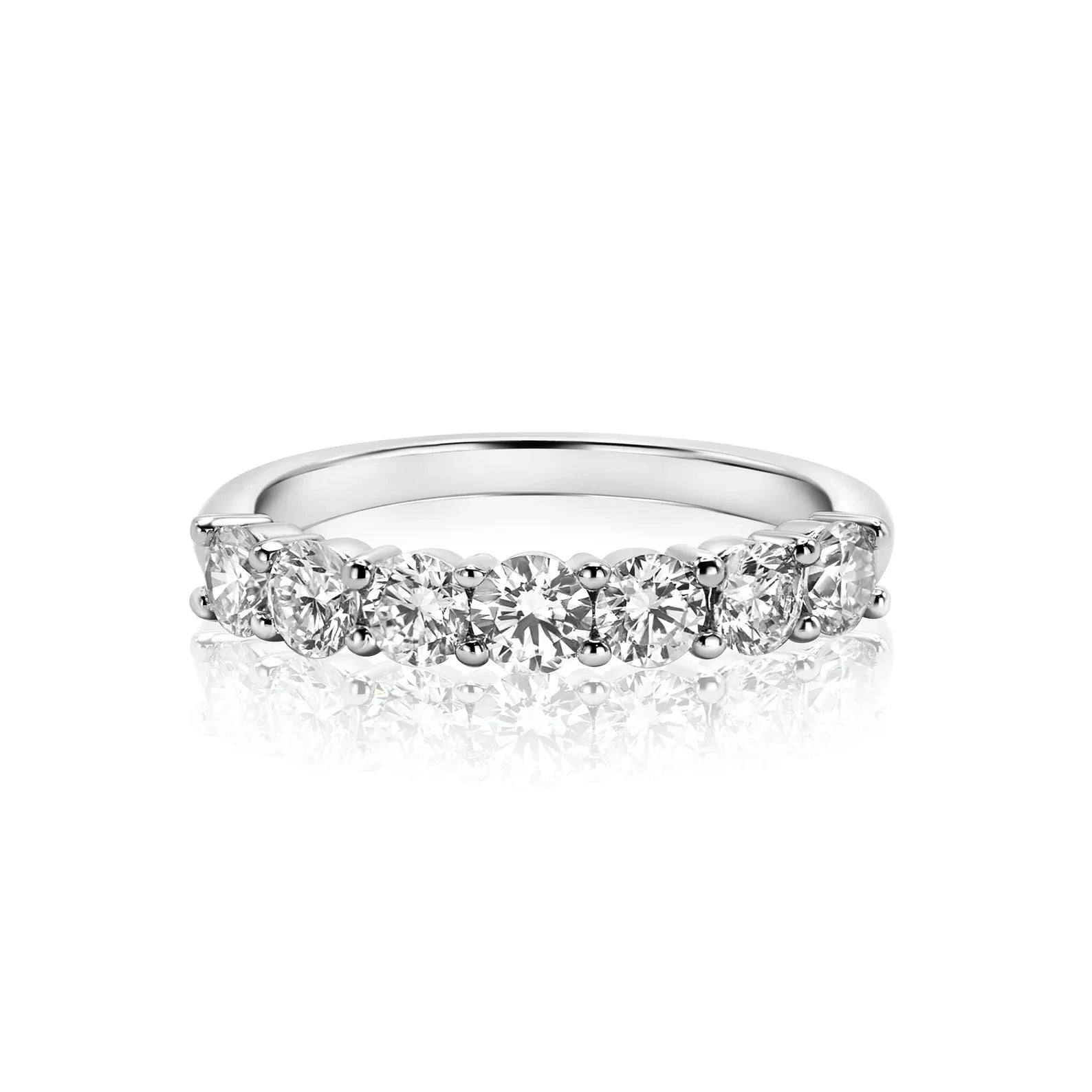1.00tcw Round Lab Grown Diamond White Gold Half Eternity Band, EF Color, VS Clarity, IGI Certified Ring e Ring