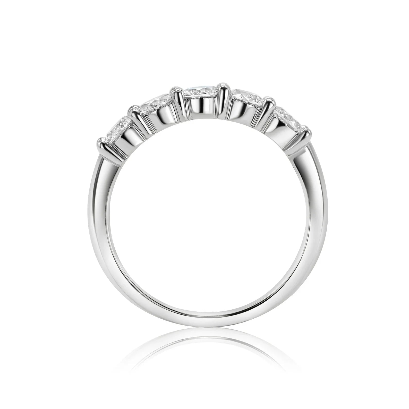 1.00tcw 5-Stone Lab Grown Diamond Half Eternity Ring | Round Cut | IGI Certified | EF Color, VS Clarity | 14k White Gold Anniversary Band | Ethical Jewelry