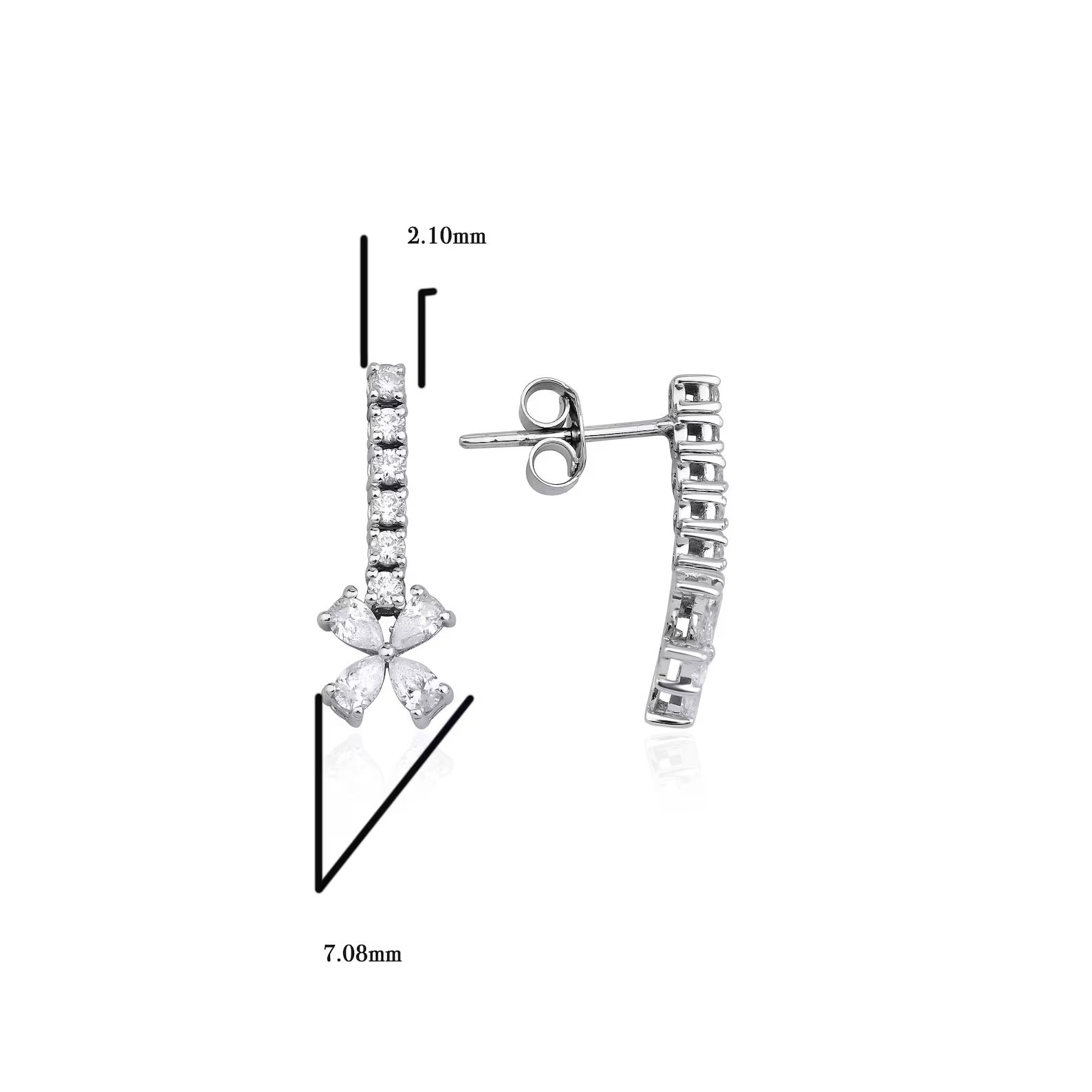 Pear And Round Lab Grown Diamond Floral Design Earring, EF Color, VS Clarity, IGI Certified