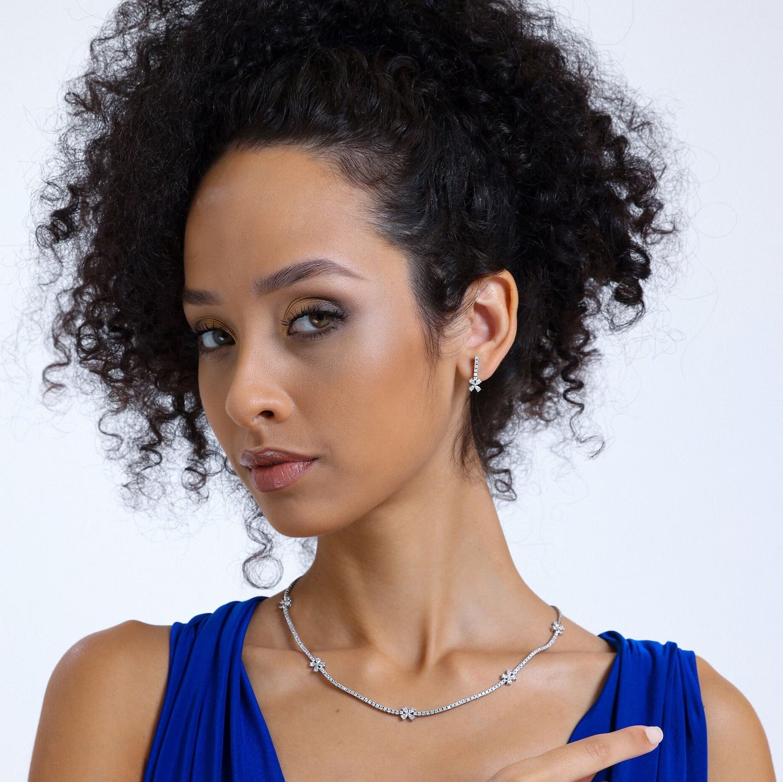 Pear And Round Lab Grown Diamond Floral Design Earring, EF Color, VS Clarity, IGI Certified