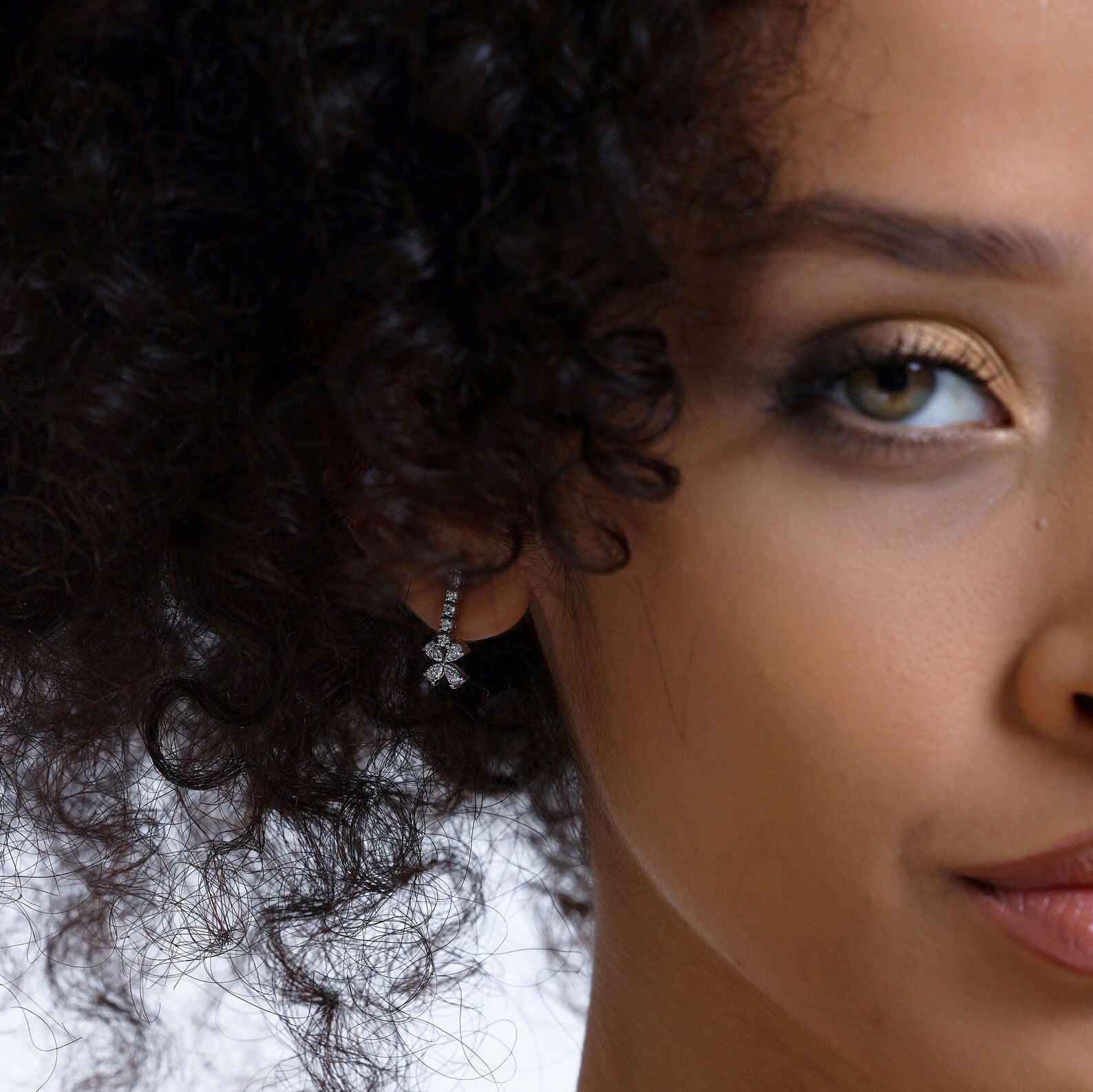 Pear And Round Lab Grown Diamond Floral Design Earring, EF Color, VS Clarity, IGI Certified