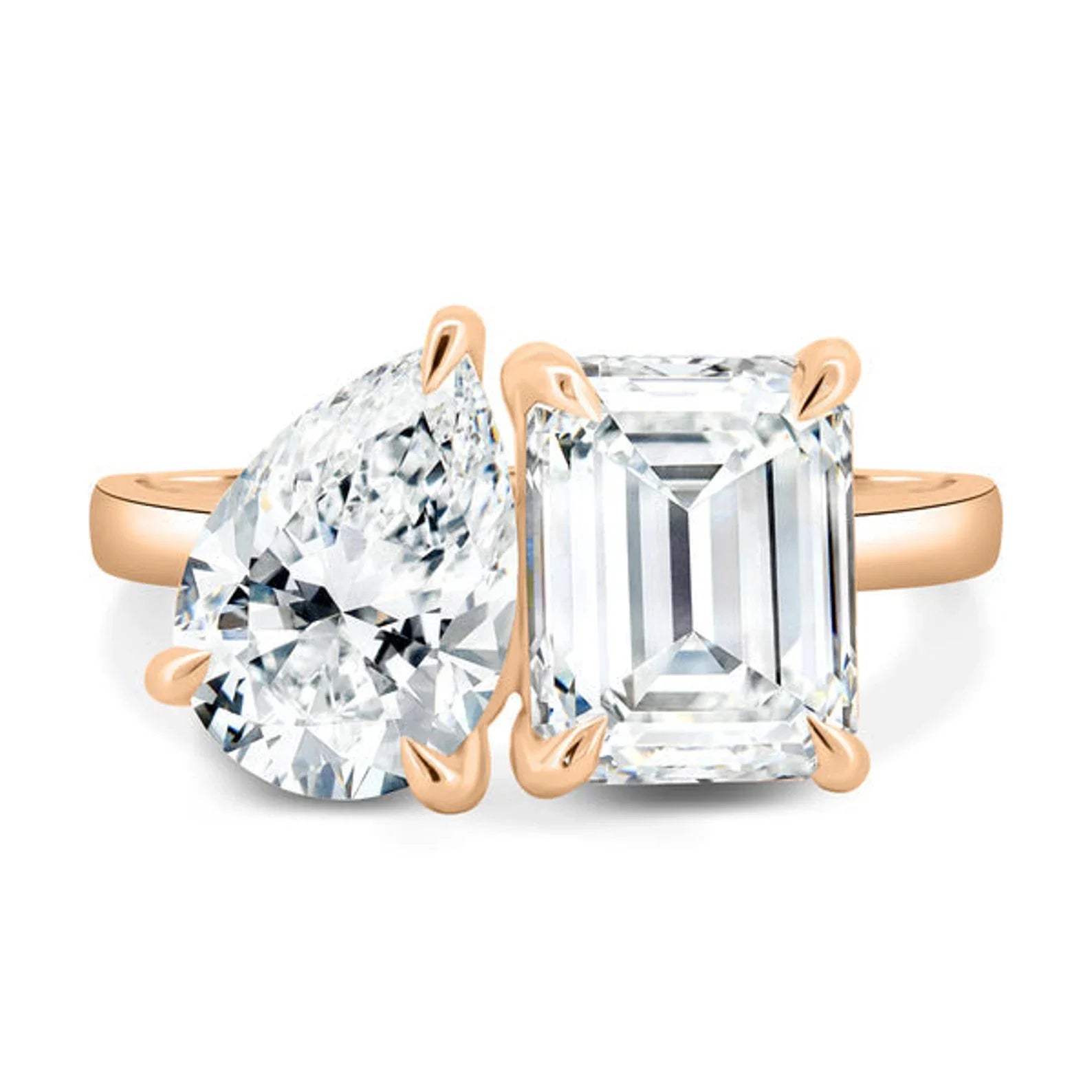 Pear & Emerald 3.50tcw Lab Diamond Toi et Moi Ring | IGI Certified | D-E-F VVS–VS