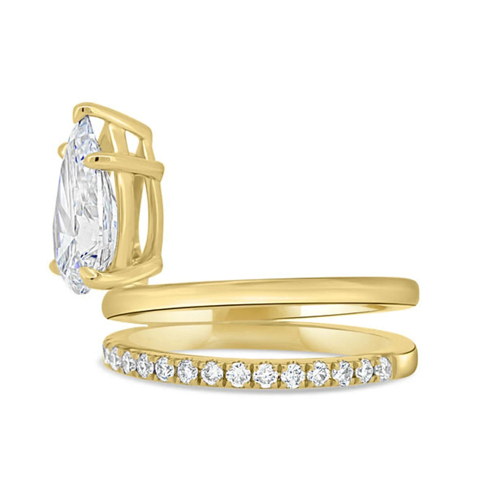 Pear 2.50tcw Lab Diamond Double Band Ring | IGI Certified | D-E-F Color | VVS–VS Clarity