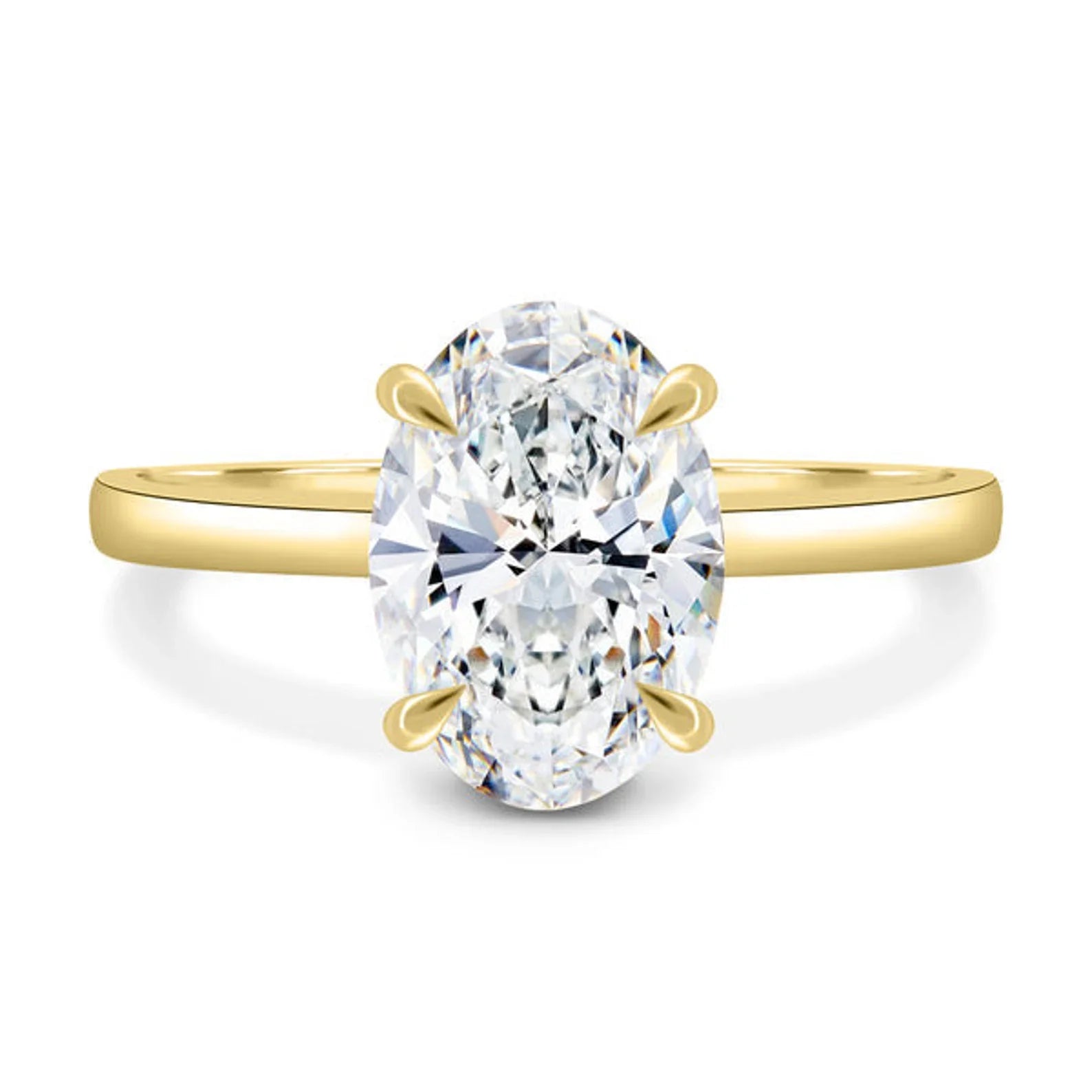 Oval 2.60tcw Lab Grown Diamond Solitaire with Hidden Halo Engagement Ring, D-E-F Color, VVS-VS Clarity