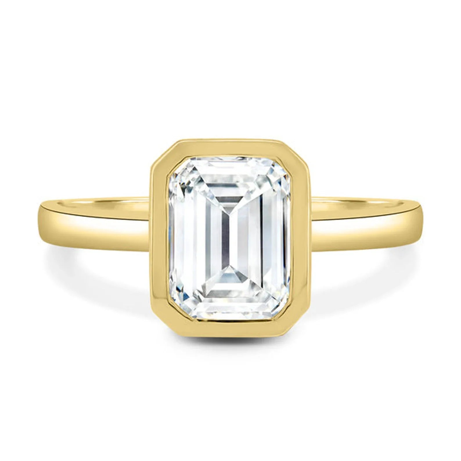 Emerald 2.00ct Lab Diamond Bezel Set Cathedral Engagement Ring | IGI Certified | Gold Options