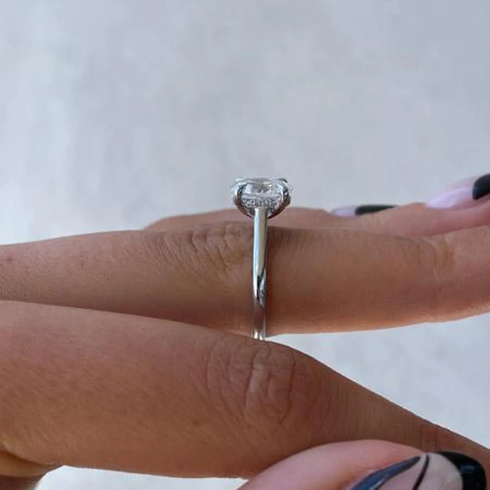 Oval 2.50tcw Lab Diamond Cathedral Hidden Halo Ring | IGI Certified | D-E-F | VVS–VS Clarity